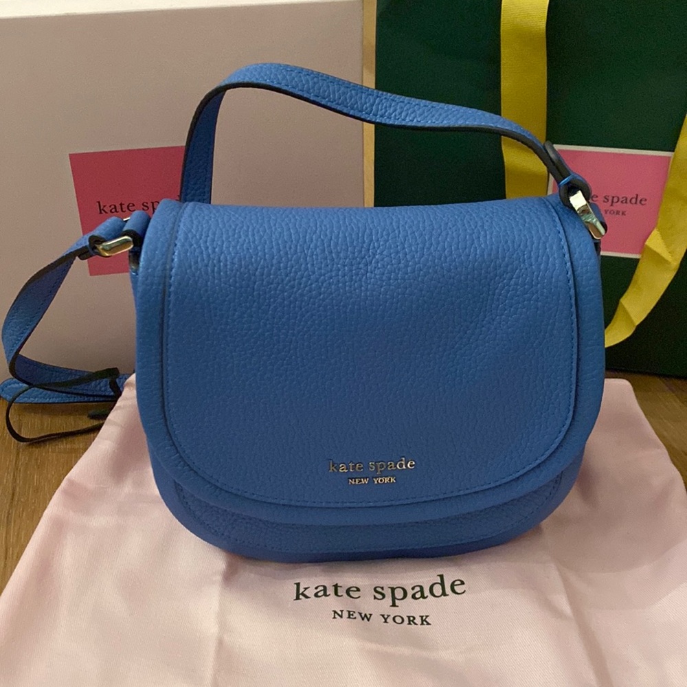 Kate Spade Roulette Small Saddle Bag in Deep Cornflower - Used once!